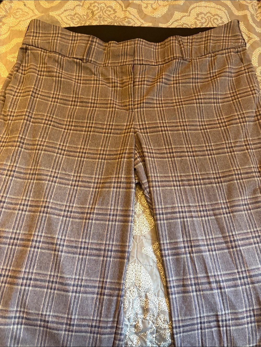 Lane Bryant Plaid Wide Leg Pants in Plum and Gray